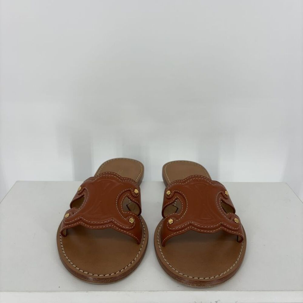 Celine Triomphe Mule In Calfskin Leather- Size 36.5 - Picture 2 of 5